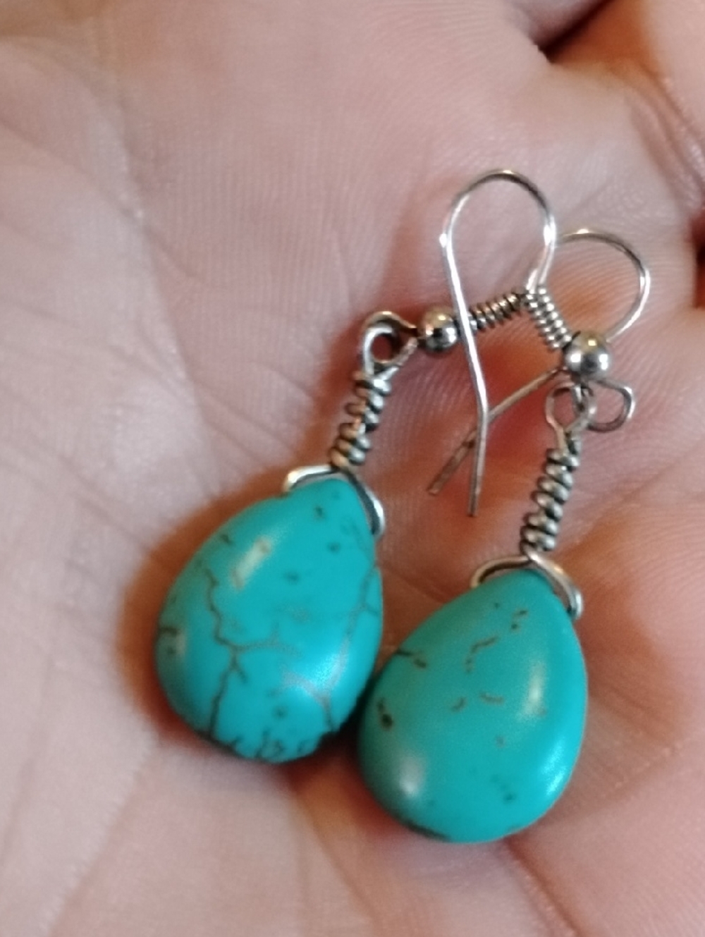 Turquoise Teardrop Dangle Earrings - Women Jewelry